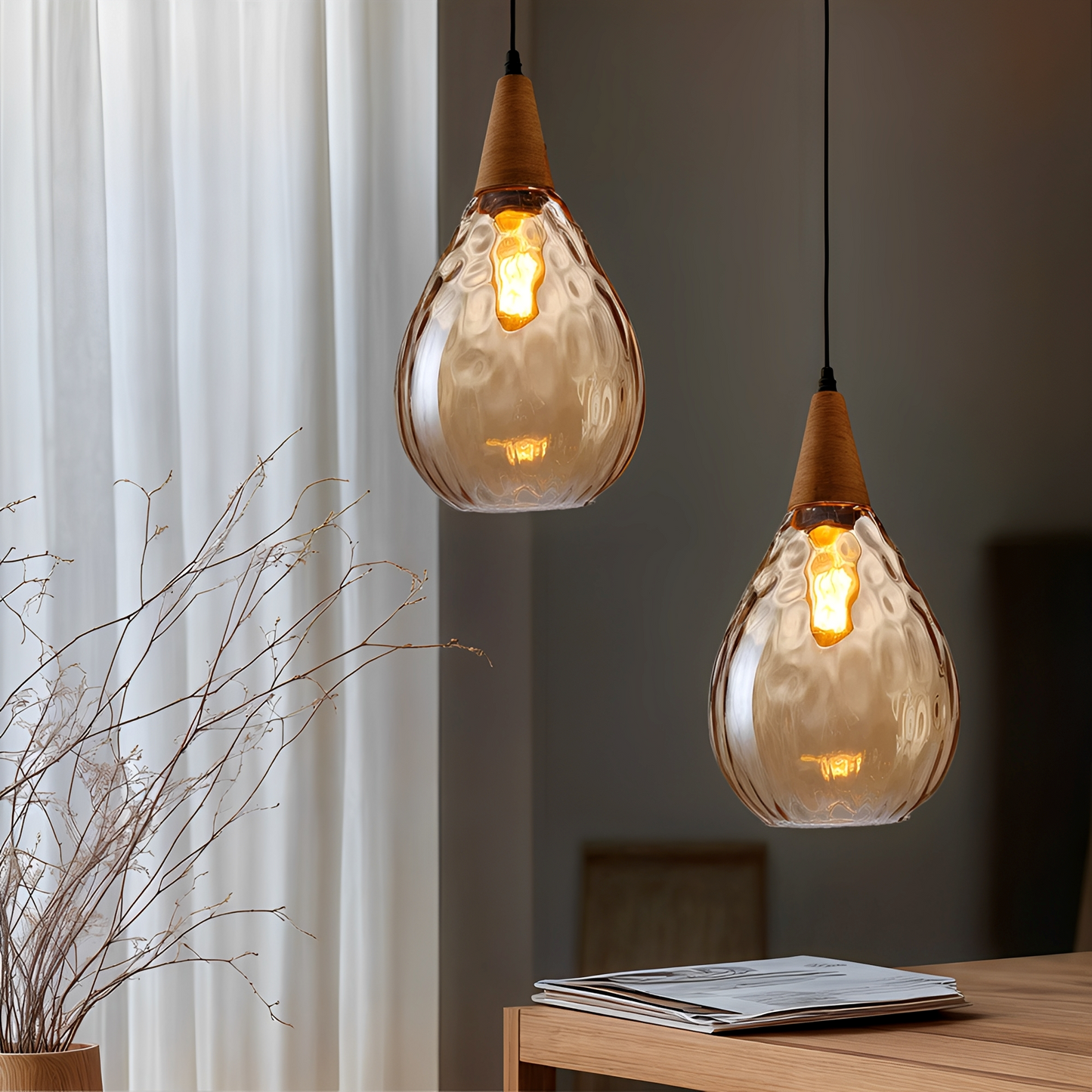 Roland – Lampe Suspendue en Verre Américain