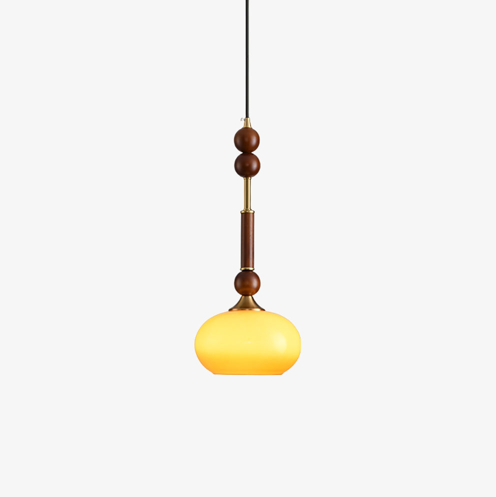 Romy – Suspension style romain avec verre, bois et laiton