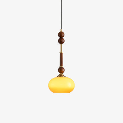 Romy – Suspension style romain avec verre, bois et laiton