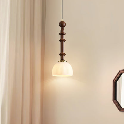 Romy – Suspension style romain avec verre, bois et laiton