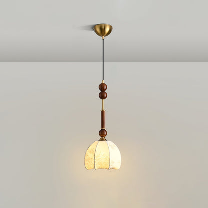Romy – Suspension style romain avec verre, bois et laiton