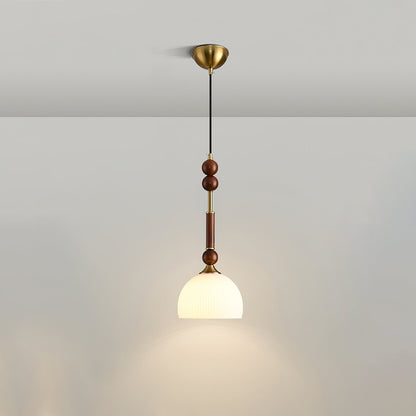 Romy – Suspension style romain avec verre, bois et laiton