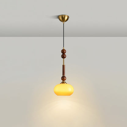 Romy – Suspension style romain avec verre, bois et laiton