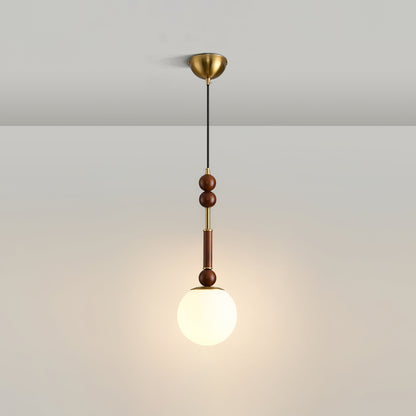 Romy – Suspension style romain avec verre, bois et laiton