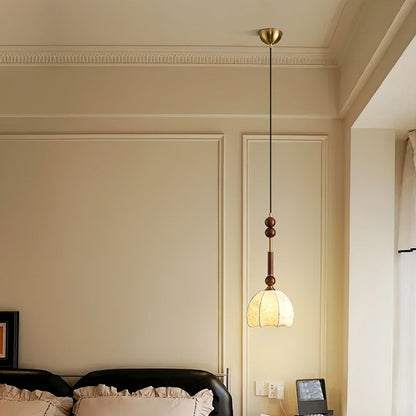 Romy – Suspension style romain avec verre, bois et laiton