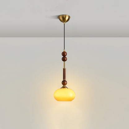 Romy – Suspension style romain avec verre, bois et laiton