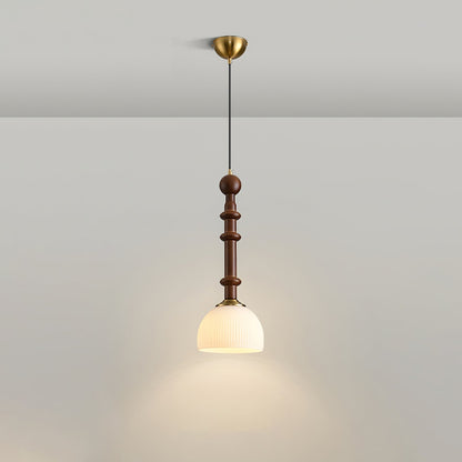 Romy – Suspension style romain avec verre, bois et laiton