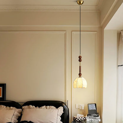 Romy – Suspension style romain avec verre, bois et laiton