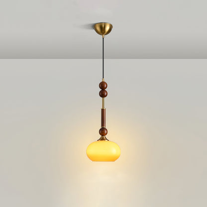 Romy – Suspension style romain avec verre, bois et laiton