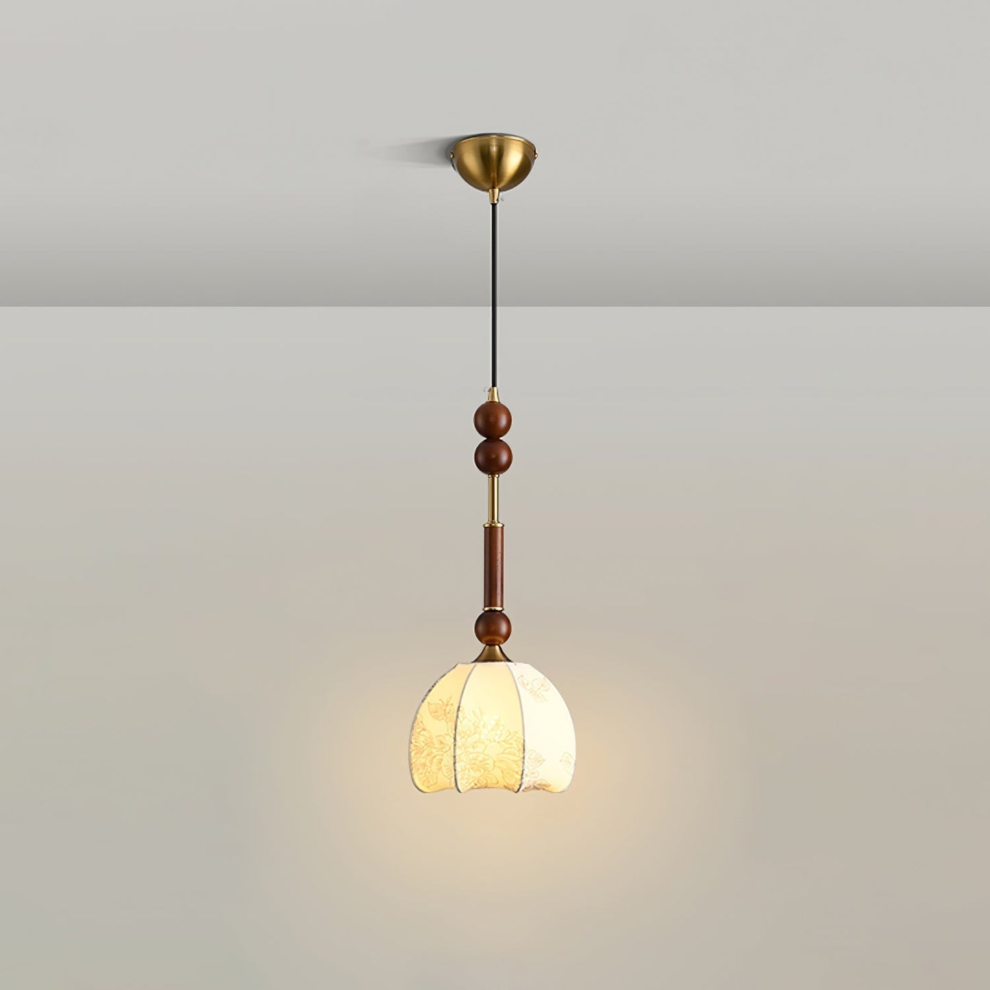 Romy – Suspension style romain avec verre, bois et laiton