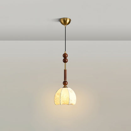 Romy – Suspension style romain avec verre, bois et laiton