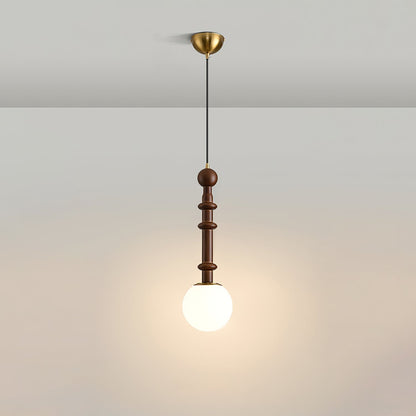 Romy – Suspension style romain avec verre, bois et laiton