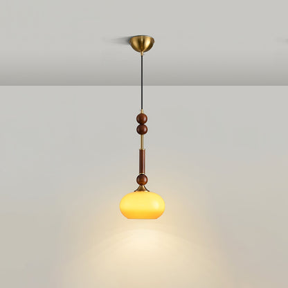 Romy – Suspension style romain avec verre, bois et laiton