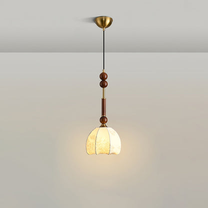 Romy – Suspension style romain avec verre, bois et laiton
