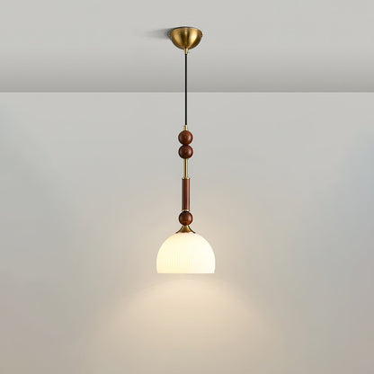 Romy – Suspension style romain avec verre, bois et laiton
