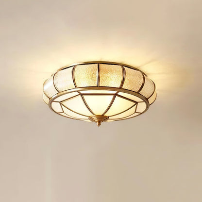 Lucien – Plafonnier rond en verre structuré : Classique rencontre élégant