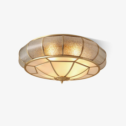 Lucien – Plafonnier rond en verre structuré : Classique rencontre élégant