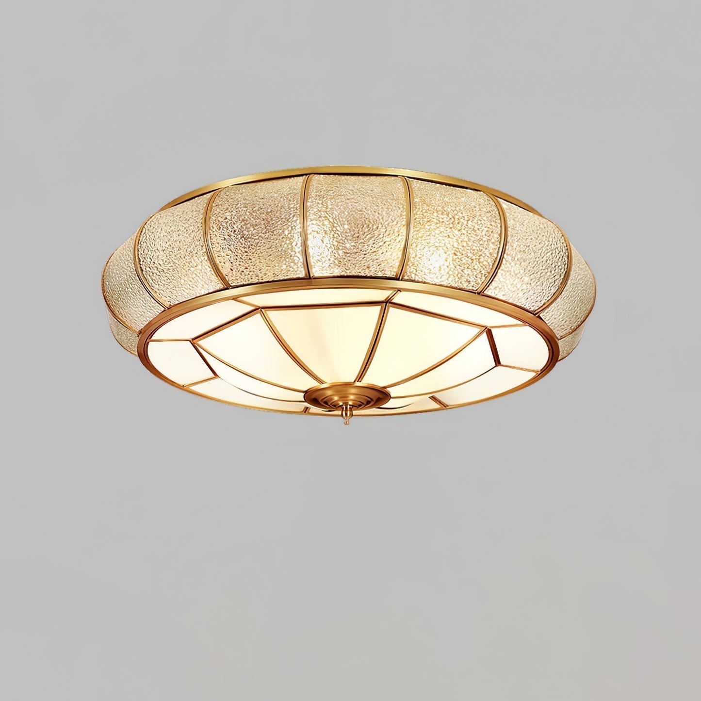 Lucien – Plafonnier rond en verre structuré : Classique rencontre élégant