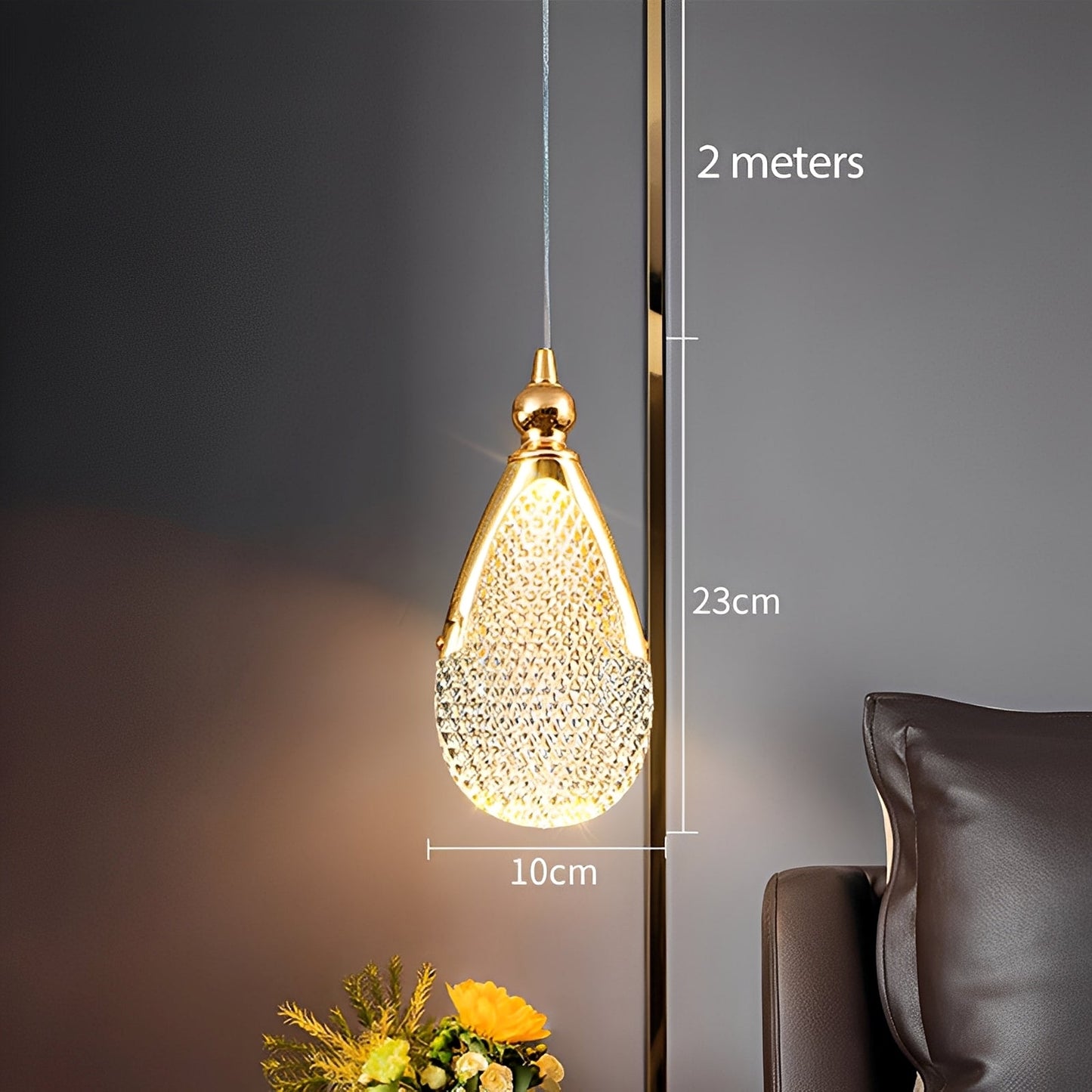 Himari – Suspension en cristal dorée