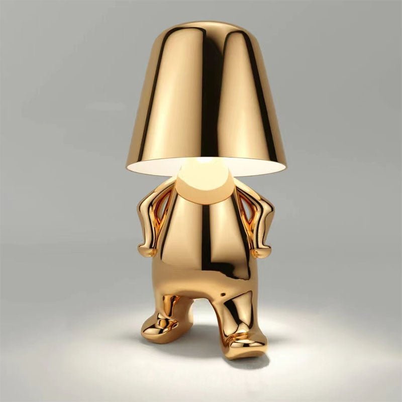Kaori – Statue Penseur Dorée Lampe de Table
