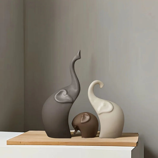 Ellie – Sculpture de famille d'éléphants en céramique