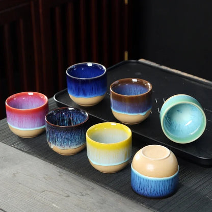 Tasse en céramique à glaçure arc-en-ciel – Pour des matins hauts en couleur