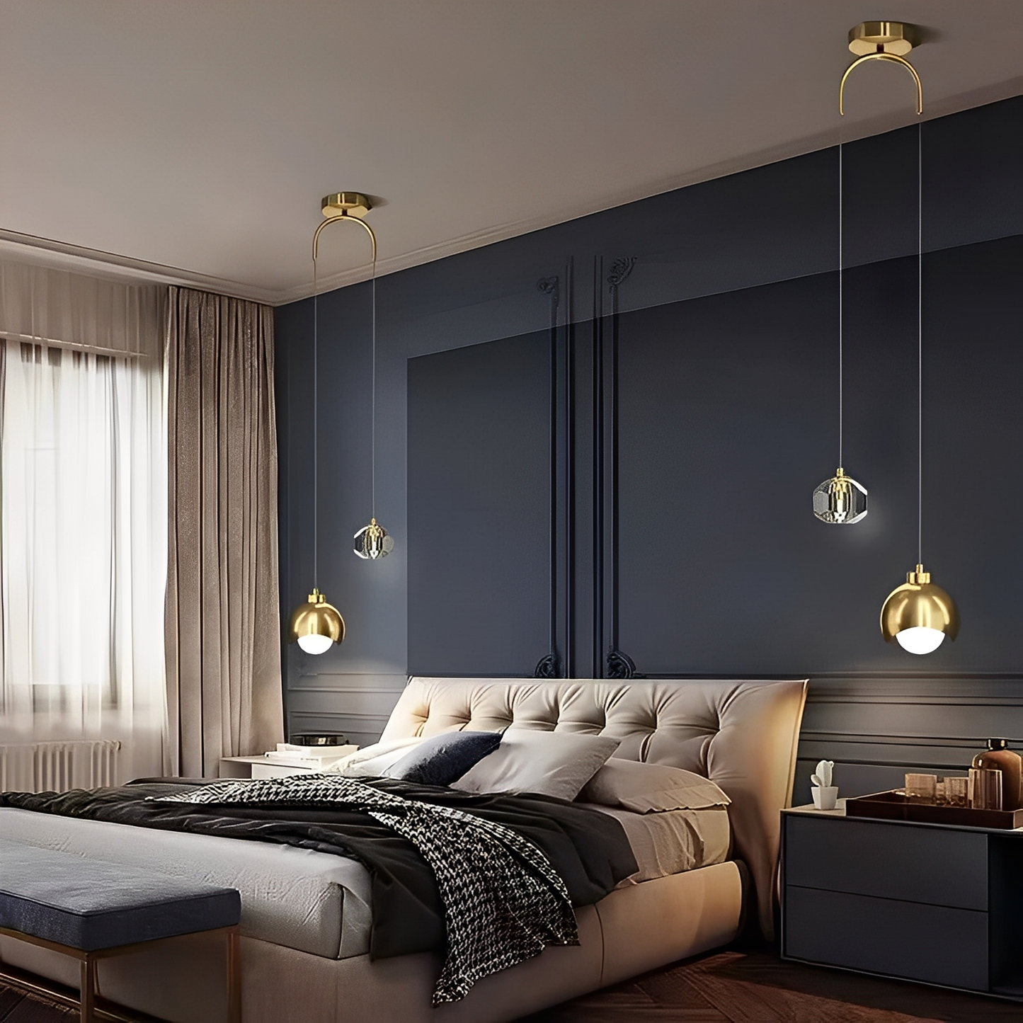 Zaldy – Luxueux luminaire en cristal doré