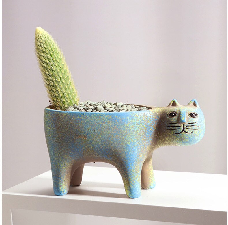 Pots de fleurs en céramique en forme de chat – Touche mignonne pour votre intérieur