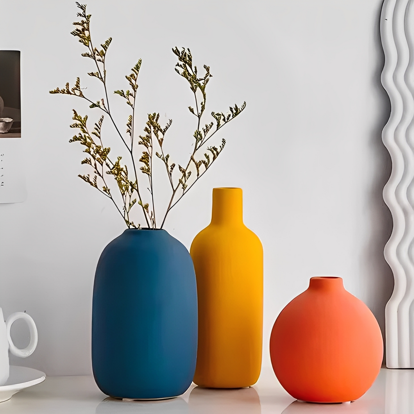 Clara – Style Nordique Vase en Céramique Blanche