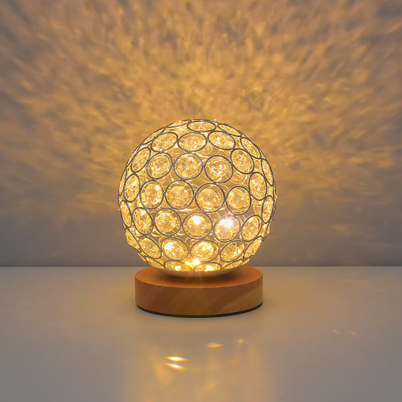 Shaira – Lampe de table en cristal avec recharge USB