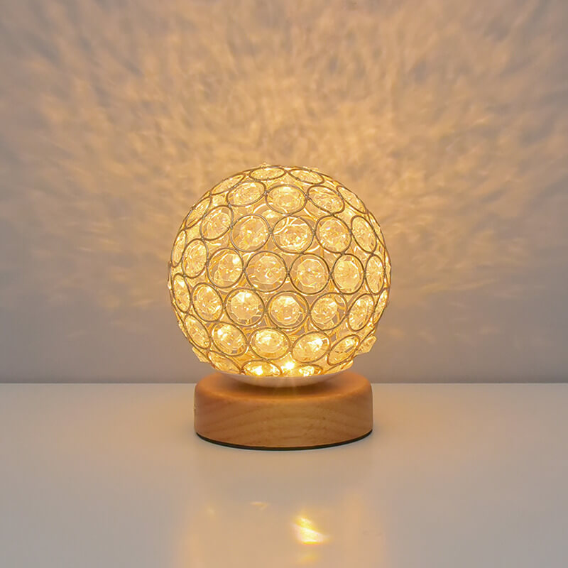 Shaira – Lampe de table en cristal avec recharge USB