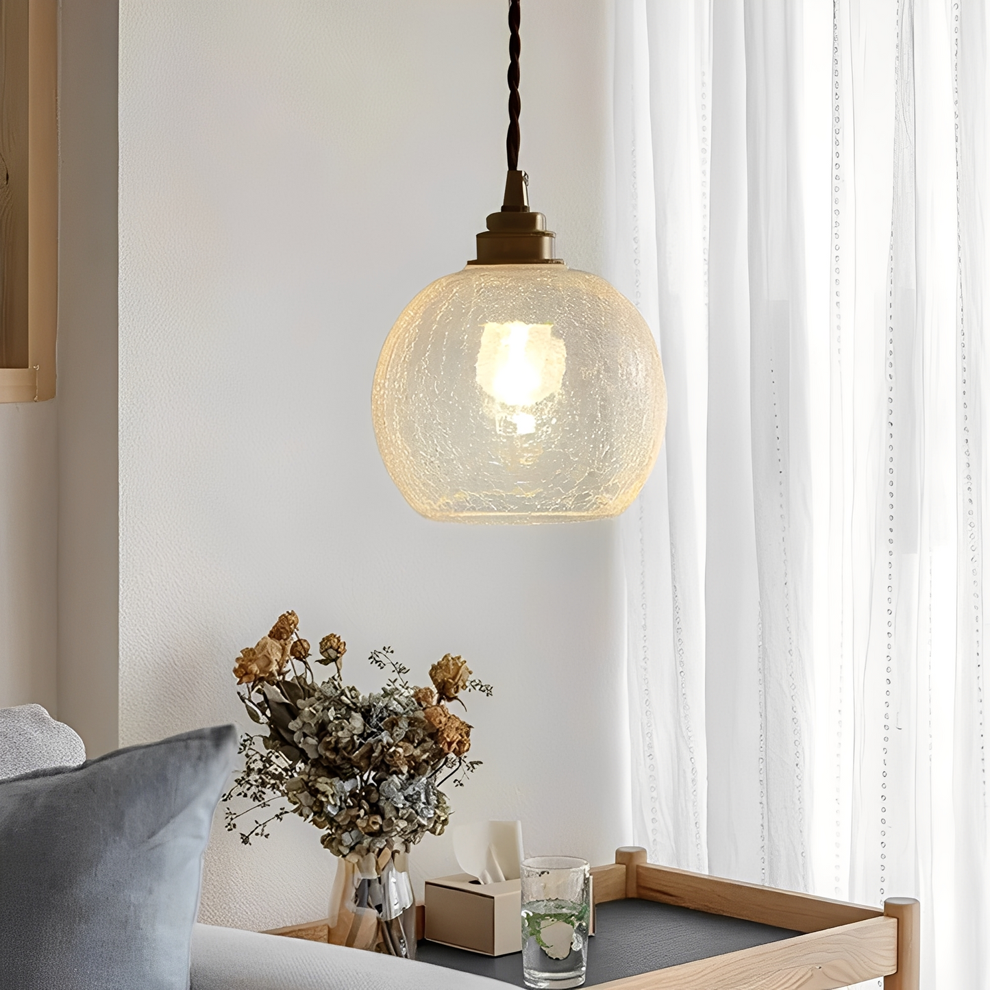 Claudine – Lustre Rétro en Laiton et Verre