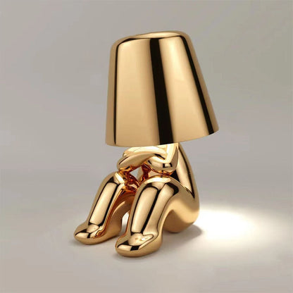 Kaori – Statue Penseur Dorée Lampe de Table