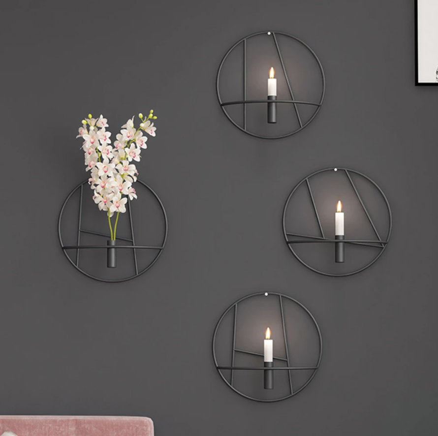 DuoDéco – Vase mural avec porte-bougie intégré