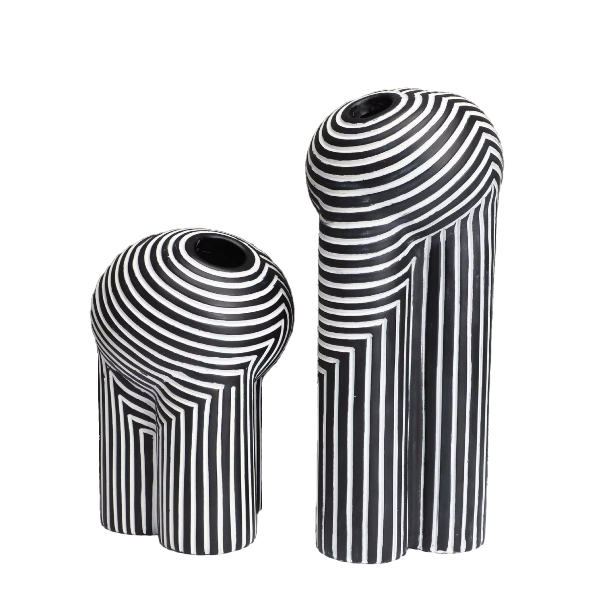 Vivienne – Vase Européenne avec rayures noir et blanc