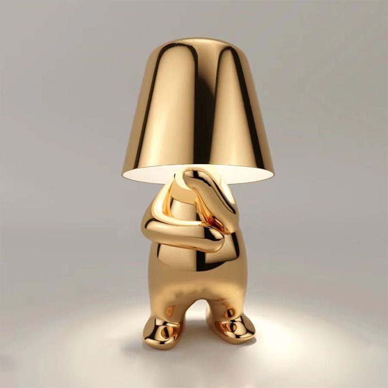 Kaori – Statue Penseur Dorée Lampe de Table