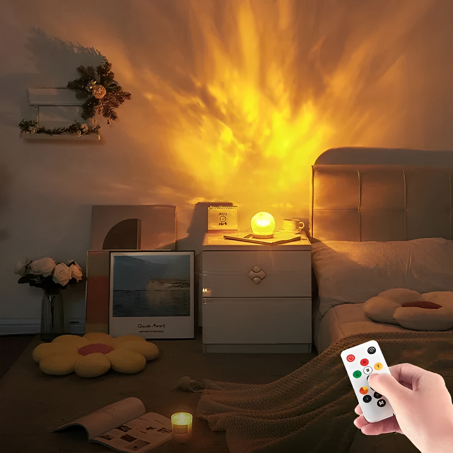 Aurelia – Lampe de projection LED avec effet de vagues d'eau