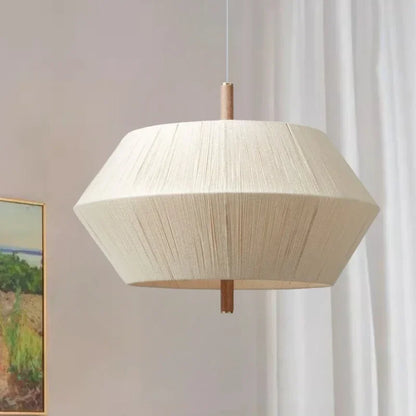 Suki – Rétro Bois Tissu Chambre-Pendelleuchte
