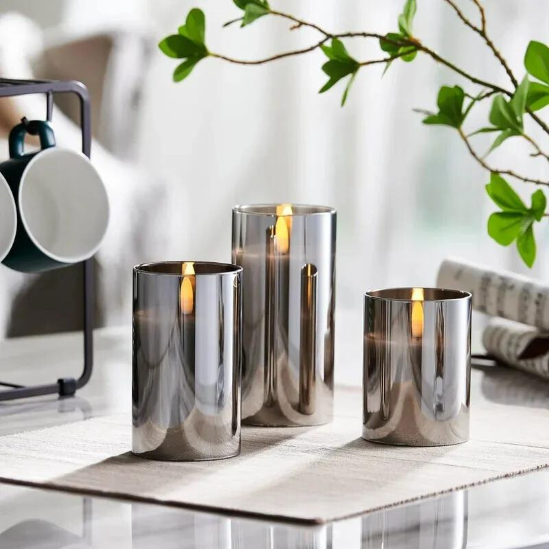 Meline – Bougie LED en verre avec effet flamme