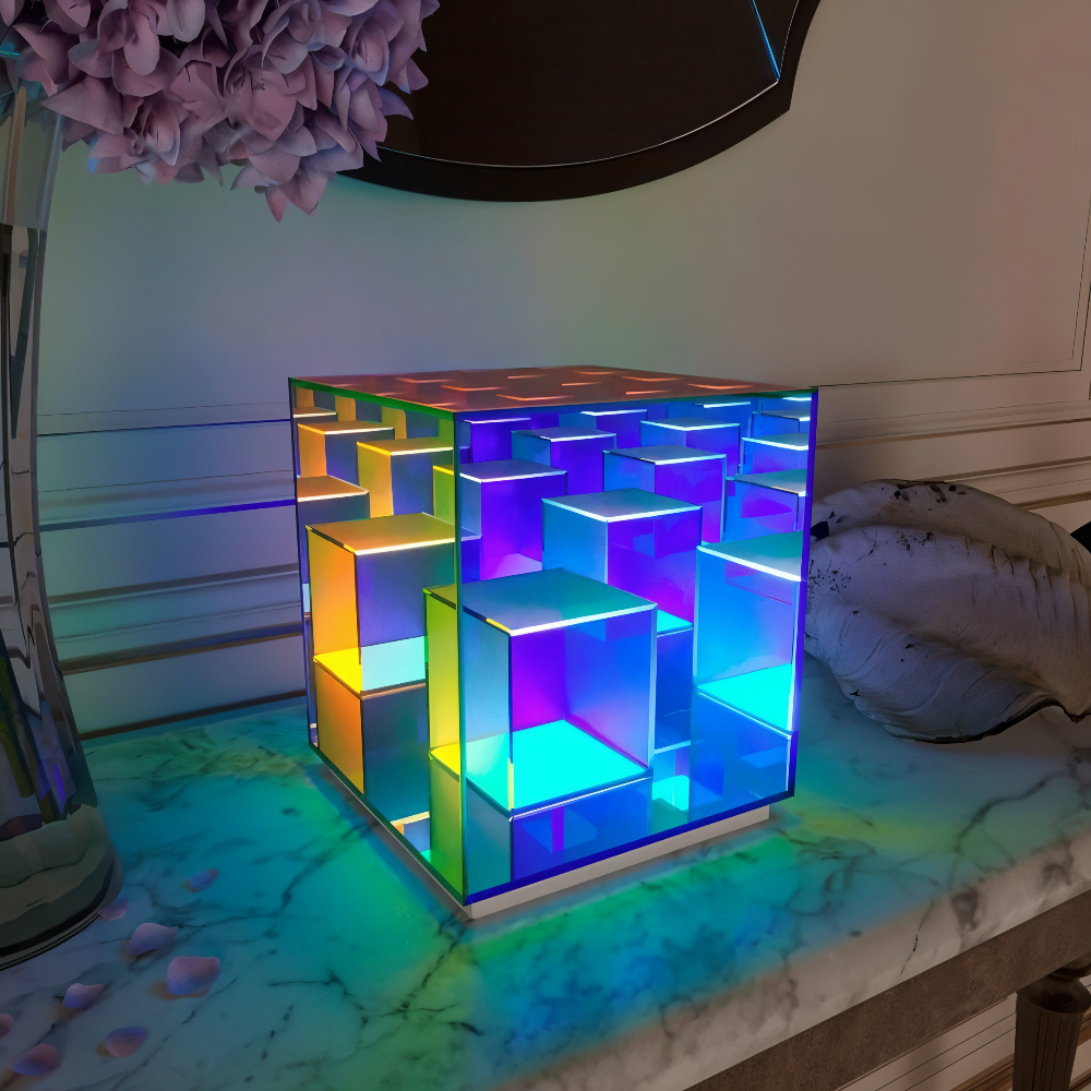 Arielle – Lampe de table LED en acrylique 3D arc-en-ciel
