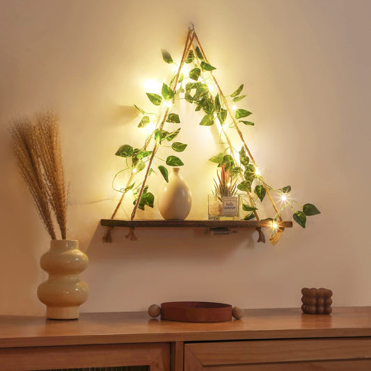 Tinker – Étagère murale avec guirlande lumineuse : Nature rencontre lumière chaude