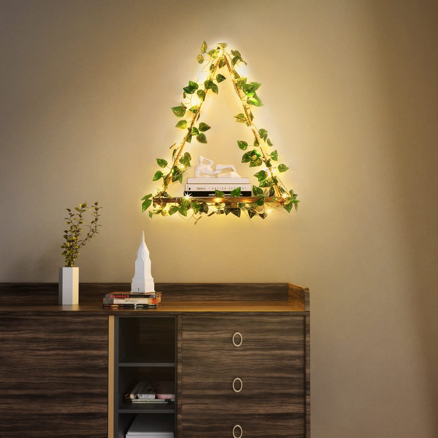 Tinker – Étagère murale avec guirlande lumineuse : Nature rencontre lumière chaude