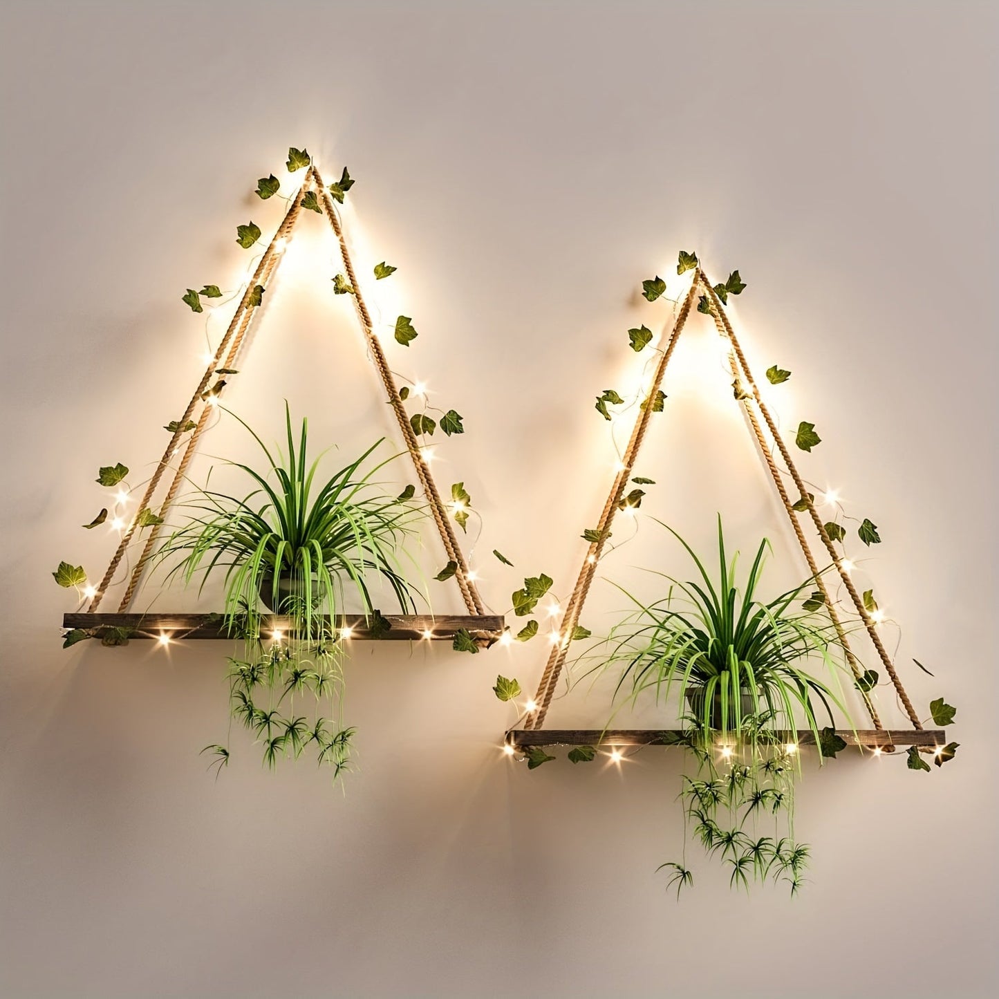 Tinker – Étagère murale avec guirlande lumineuse : Nature rencontre lumière chaude