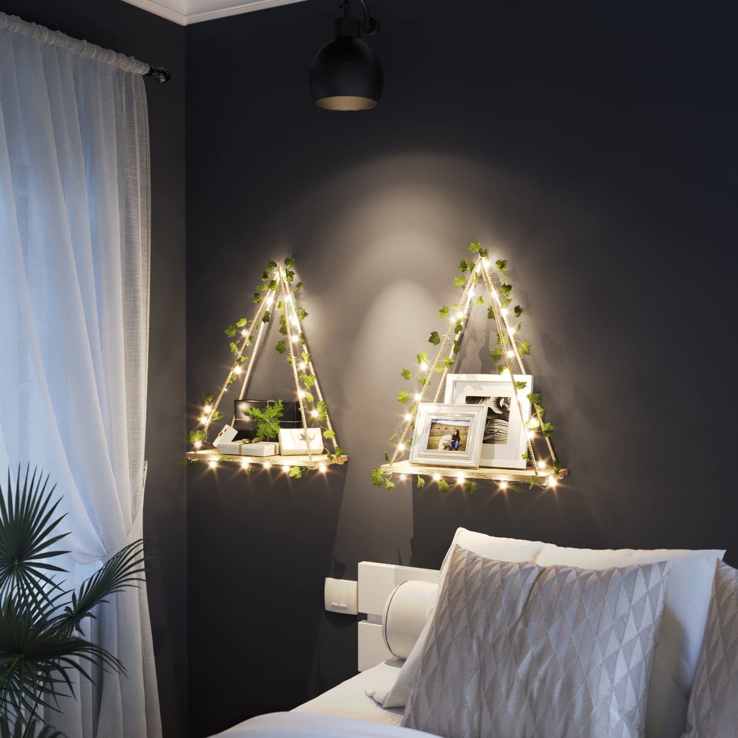 Tinker – Étagère murale avec guirlande lumineuse : Nature rencontre lumière chaude