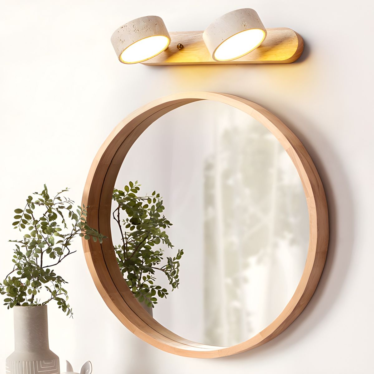 Norr – Support de Lampe Duo en Travertin Applique Murale