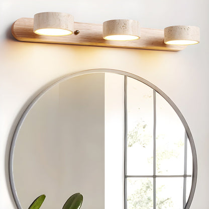 Kira – Applique murale en bois et travertin