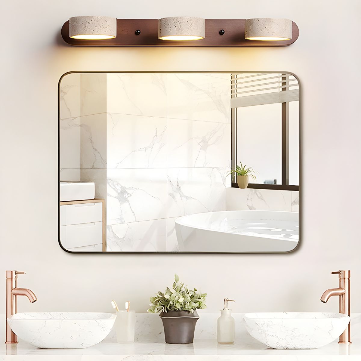 Norr – Support de Lampe Duo en Travertin Applique Murale
