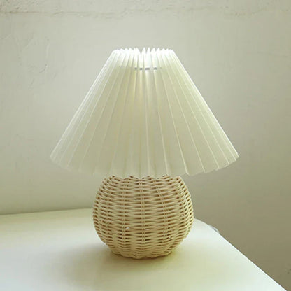 Lampe De Table À Abat-Jour Plissé Au Style Rétro Chic