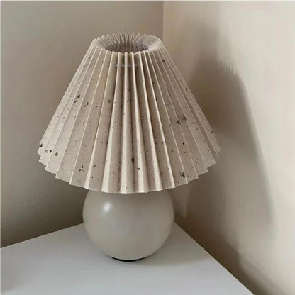 Lampe De Table À Abat-Jour Plissé Au Style Rétro Chic