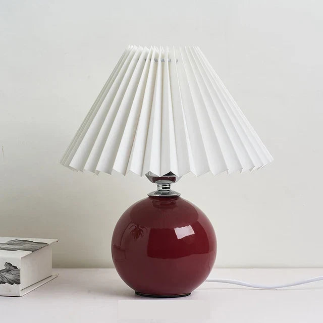 Lampe De Table À Abat-Jour Plissé Au Style Rétro Chic